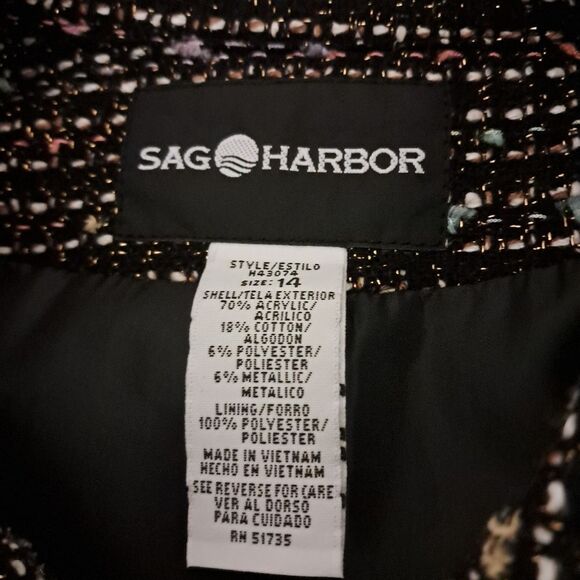 Sag Harbor Tweed Zip-Up Formal Evening Workwear Vintage Blazer Warm Fall Sz 14 - Picture 6 of 10